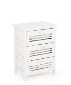 Bizzotto Cassettiera Leny 3 Cassetti Bianco 40x29x58 cm Shabby Chic