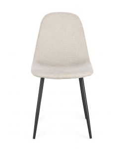 Bizzotto Sedia New Irelia Beige con Gambe Nere per Sala da Pranzo