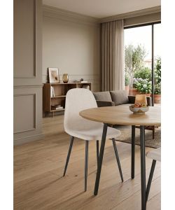 Bizzotto Sedia New Irelia Beige con Gambe Nere per Sala da Pranzo