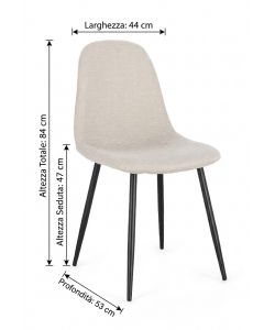 Bizzotto Sedia New Irelia Beige con Gambe Nere per Sala da Pranzo