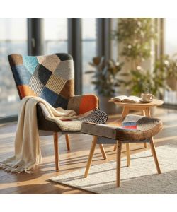 Cosma Poltrona Poggiapiedi Versailles Patchwork Multicolor 53x47x82