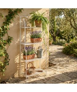 Cosma Etagere 4 Piani Bianco Antico in Metallo per Giardino 158 cm