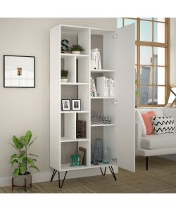 Libreria con anta Jedda colore bianco 80,6x191