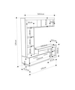 Parete Porta TV Leo Bianco e Cemento - 1 Anta e Vani - 171x42x171 h cm
