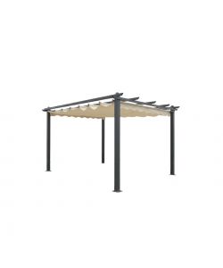 Domo Mea Pergola in Alluminio Nero Tetto Scorrevole 3x4m Ecrù