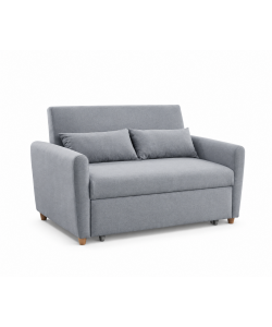 Domo Mea Divano Letto Due Posti in Tessuto Grigio con Meccanismo Pull-Out - Dimensioni 140x86x88 cm