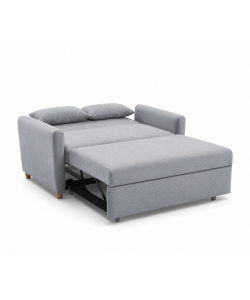 Domo Mea Divano Letto Due Posti in Tessuto Grigio con Meccanismo Pull-Out - Dimensioni 140x86x88 cm