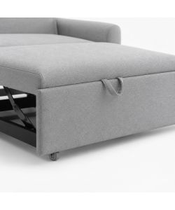 Divano Letto 2 Posti in Tessuto Grigio 140x86x88 cm Apertura Letto 190x112 cm Pull-Out - Domo Mea