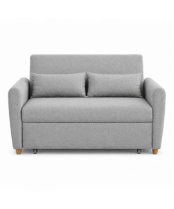 Divano Letto 2 Posti in Tessuto Grigio 140x86x88 cm Apertura Letto 190x112 cm Pull-Out - Domo Mea