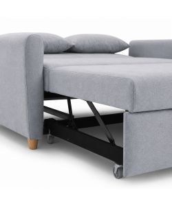 Divano Letto 2 Posti in Tessuto Grigio 140x86x88 cm Apertura Letto 190x112 cm Pull-Out - Domo Mea