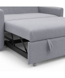 Divano Letto 2 Posti in Tessuto Grigio 140x86x88 cm Apertura Letto 190x112 cm Pull-Out - Domo Mea