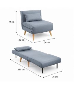 Domo Mea Poltrona Letto Grigia Design Scandinavo Salvaspazio - 76x80x74 cm