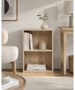 Domo Mea - Libreria 2 Ripiani in Legno Naturale 40x29x54 cm