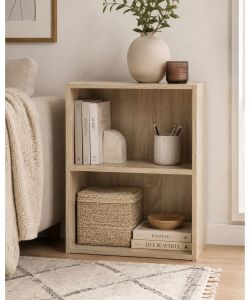 Domo Mea - Libreria 2 Ripiani in Legno Naturale 40x29x54 cm