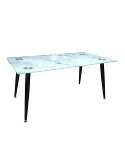 Domo Mea Tavolino da Caffè Vetro Effetto Marmo Bianco e Nero 100x55 cm