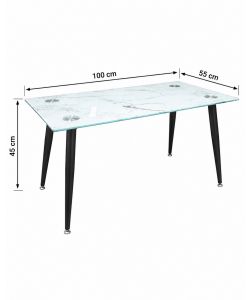 Domo Mea Tavolino da Caffè Vetro Effetto Marmo Bianco e Nero 100x55 cm