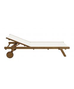 Domo Mea Lettino Sdraio Prendisole da Giardino in Eucalipto e Tela Ecru - 195x71 cm