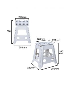 Sgabello Pieghevole Bianco in Plastica 39x29x22 cm