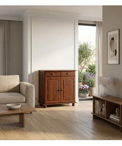 Domo Mea Credenza Ciliegio con 2 Ante e Cassetti - 88x43x86 cm