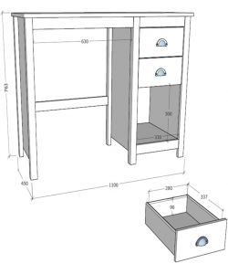 Domo Mea Scrivania Topazio Bianca con Cassetti - 110x45x76 cm