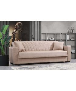 Divano Letto New York 3 posti Beige Chiaro 210x75x80 h cm