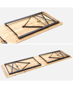 Set Birreria Tavolo e Panche in Legno Naturale - 200x60 cm