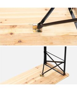 Set Birreria Tavolo e Panche in Legno Naturale - 200x60 cm