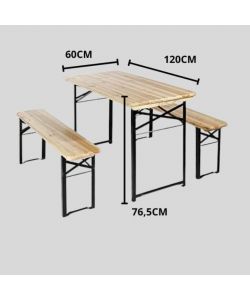 Set Birreria in Legno Richiudibile - Naturale - 120x60 cm