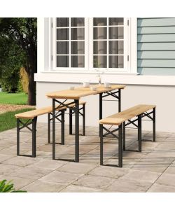 Set Birreria in Legno Richiudibile - Naturale - 120x60 cm