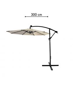 Ombrellone Esterno con Braccio Laterale e Luci LED - Beige - 300 cm