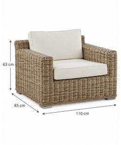 Domo Mea Poltrona da Esterno in Rattan Beige - 110x85x63 cm