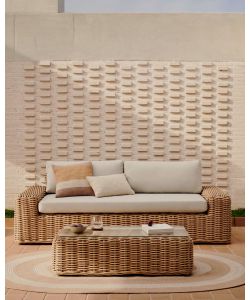Domo Mea Divano da Esterno in Rattan - Beige - 222x85x63 cm