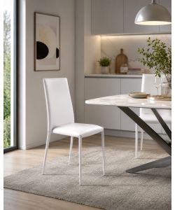 Sedia in Ecopelle Bianco - Design Moderno e Confortevole 45x50x90 cm