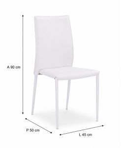 Sedia in Ecopelle Bianco - Design Moderno e Confortevole 45x50x90 cm