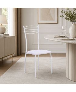 Sedia Cucina Adriana in Ecopelle Bianca - 40x46x90 cm