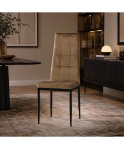 Domo Mea Sedia Sassonia in Velluto Taupe - Design Trapuntato 42x49x97 cm
