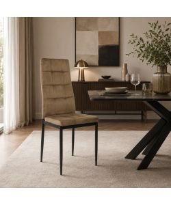 Domo Mea Sedia Sassonia in Velluto Taupe - Design Trapuntato 42x49x97 cm