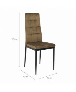 Domo Mea Sedia Sassonia in Velluto Taupe - Design Trapuntato 42x49x97 cm