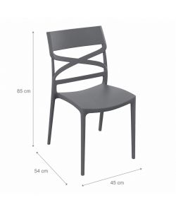 Domo Mea Sedia Flow in Polipropilene Grigio - Design e Comfort - 45x54x85 cm