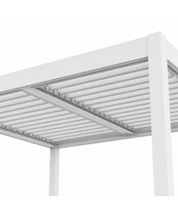 Pergola Bioclimatica 3x3 m in Alluminio Bianco a Lamelle Orientabili con Grondaia Antipioggia - Verdelook