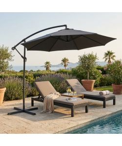 Ombrellone da Giardino a Braccio Laterale 3 m in Alluminio Grigio Antracite - Domo Mea