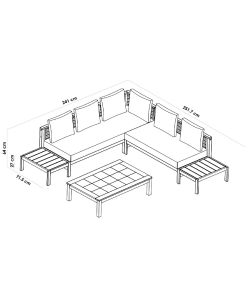 Set Salotto da Giardino in Legno di Acacia Divano Angolare e Tavolino Cuscini Ecru - Oslo Domo Mea
