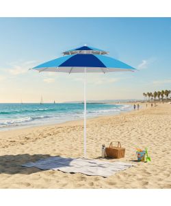 Dr. C. Ombrellone da Spiaggia Antivento 240 cm Blu Navy-Light Blue