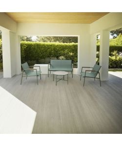 Domo Mea Salotto da Giardino Best Green - Divano Poltrone Tavolino Textilene Verde