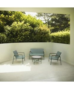 Domo Mea Salotto da Giardino Best Green - Divano Poltrone Tavolino Textilene Verde