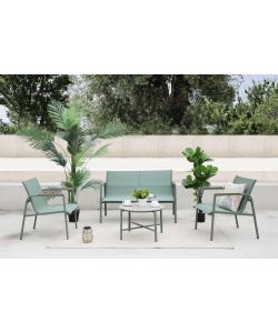 Domo Mea Salotto da Giardino Best Green - Divano Poltrone Tavolino Textilene Verde