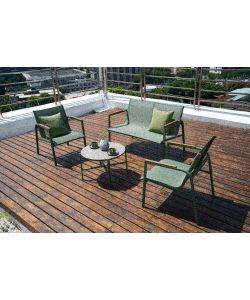 Domo Mea Salotto da Giardino Best Green - Divano Poltrone Tavolino Textilene Verde