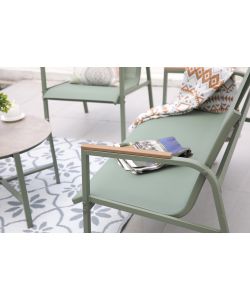 Domo Mea Salotto da Giardino Best Green - Divano Poltrone Tavolino Textilene Verde