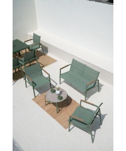 Domo Mea Salotto da Giardino Best Green - Divano Poltrone Tavolino Textilene Verde