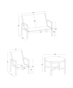 Domo Mea Salotto da Giardino Best Green - Divano Poltrone Tavolino Textilene Verde